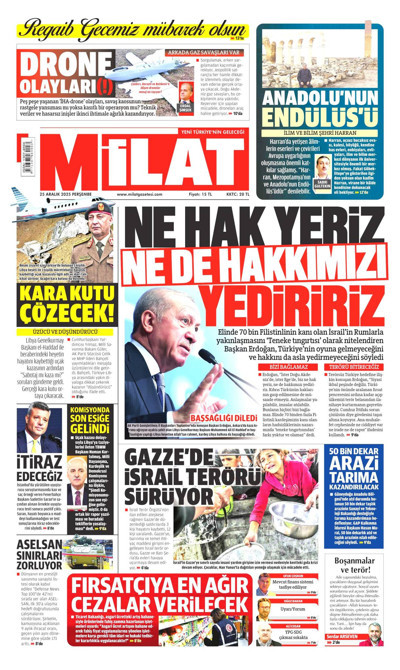 Milat Gazetesi Manşeti