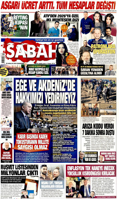 Sabah Gazetesi Manşeti