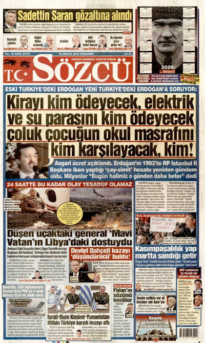 Sözcü Gazetesi Manşeti