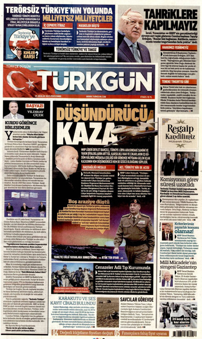 Türkgün Gazetesi Manşeti