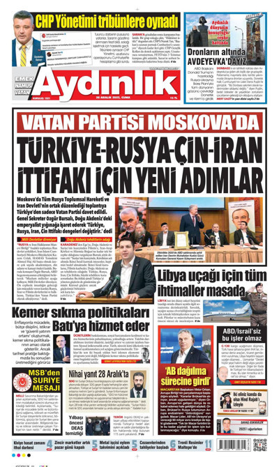 Aydınlık Gazetesi Manşeti