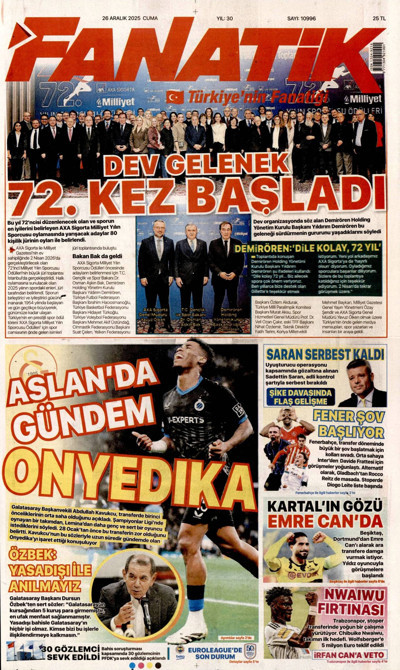 Fanatik Gazetesi Manşeti