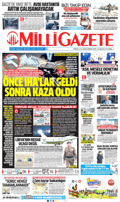 Milli Gazete Gazetesi Manşeti