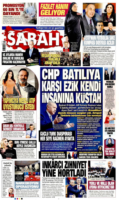 Sabah Gazetesi Manşeti