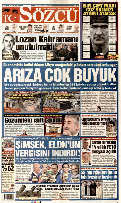 Sözcü Gazetesi Manşeti