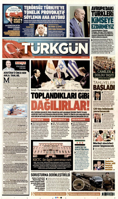Türkgün Gazetesi Manşeti