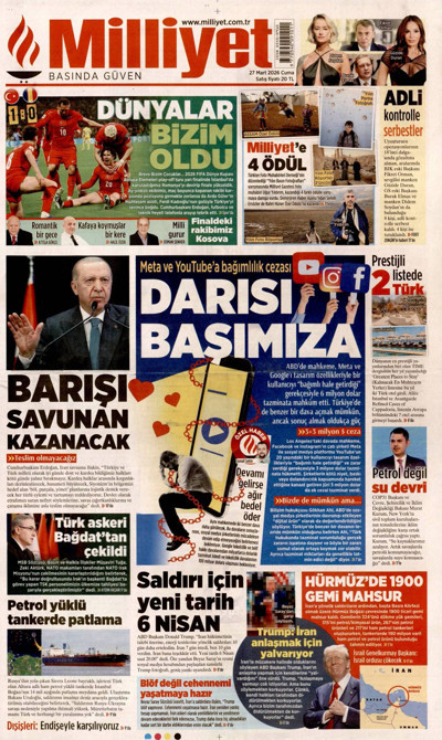 Milliyet Gazetesi Manşeti