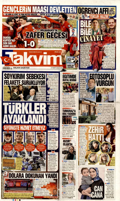 Takvim Gazetesi Manşeti