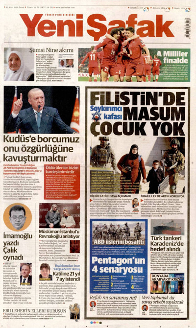 Yeni Şafak Gazetesi Manşeti