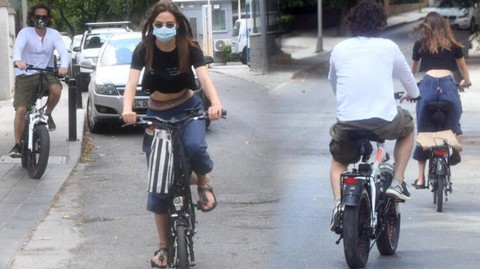 Alina Boz ve Mithat Can Özer'in bisiklet keyfi
