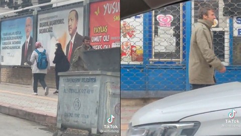 Yurttaşın Erdoğan'ın billboard fotoğrafına isyan ettiği anlar sosyal medyanın gündemine oturdu