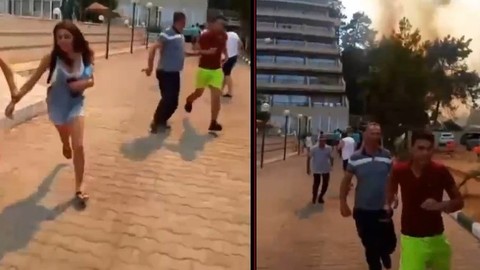 Marmaris yangınında yanan otelin müşterilerinin panik anlarının görüntüleri ortaya çıktı