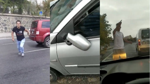 İstanbul’da trafikte dehşet: Biri silahla darp etti, diğeri aynasını tekmeledi