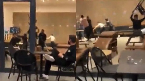 Starbucks'ta tekme tokat kavga! Masalar, sandalyeler havada uçuştu