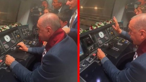 Erdoğan, Gaziray'ı kullanırken çocuklarla şarkı söyledi!