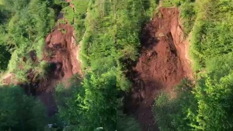 Trabzon'da heyelan: Saniye saniye görüntülendi
