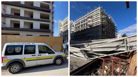 Kayseri'de İnşaat İskelesi Çöktü! 1'i Ağır 3 İşçi Yaralı