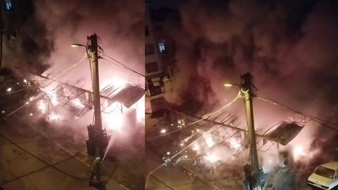 Düzce’de Yangın Geceyi Gündüze Çevirdi