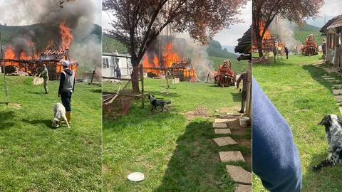 Düzce’deki Samanlık Yanarak Küle Döndü