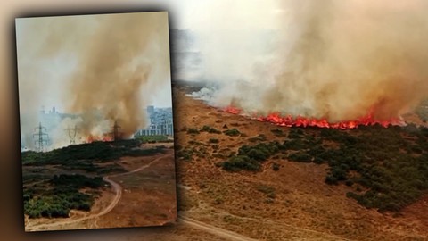 Başakşehir'de Çayırlık Arazide Yangın