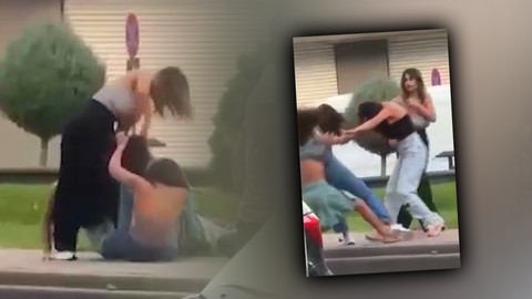 Sokak Ortasında Dehşet! Dakikalarca Sürükledi... Genç Kızların Korkunç Kavgası Kamerada