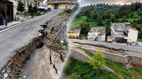 Rize'de Sel Dehşeti: İyidere'de Yol İkiye Bölündü, 60 Santimetre Çöktü