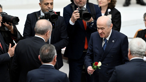 Cumhurbaşkanı Erdoğan, Genel Kurul Konuşması Sonrası Bahçeli ve Kurtulmuş ile Bir Araya Geldi