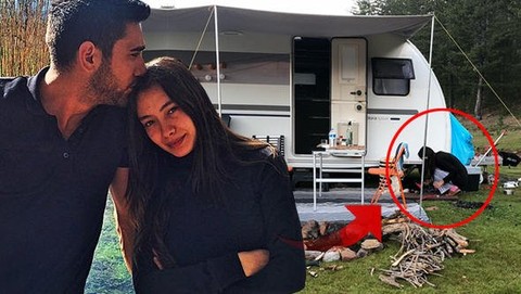 Odun kırıp ateş yaktı! Atagül çifti tatilde