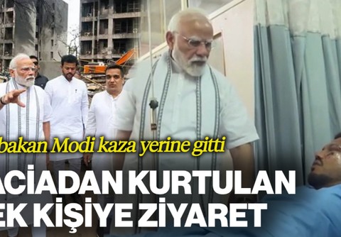Hindistan Başbakanı Modi Enkaz Alanına Gitti, Uçak Kazasından Tek Kurtulan Yolcuyu Ziyaret Etti