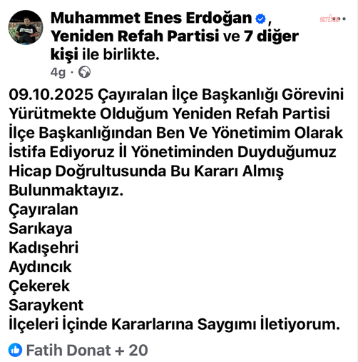 Yeniden Refah Partisi'nde Peş Peşe İstifa Depremi! 5 İlçe Başkanı İstifa Etti - Resim : 2