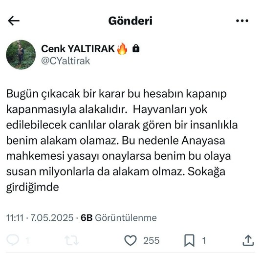 Prof. Dr. Cenk Yaltırak'tan AYM'nin 'Katliam Yasası' Kararına Tepki! Takipçilerine Son Kez Seslendi: 'Katliama Sessiz Kalanlar da Bu İşte Sorumludur' - Resim : 1