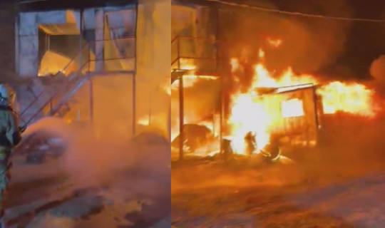 İşçilerin Kaldığı Konteyner Yatakhane Kül Oldu