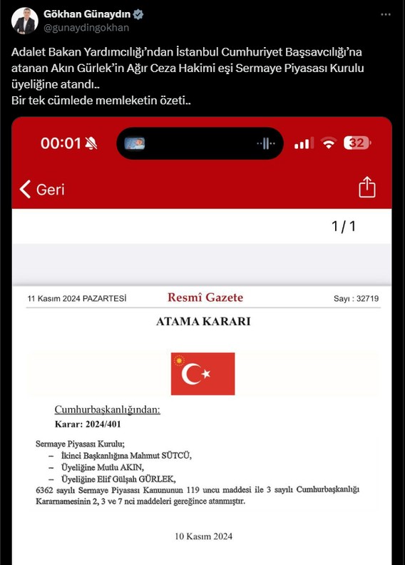 Akın Gürlek'in Eşi SPK Üyeliğine Atandı; CHP'den Peş Peşe Tepki Geldi - Resim : 3