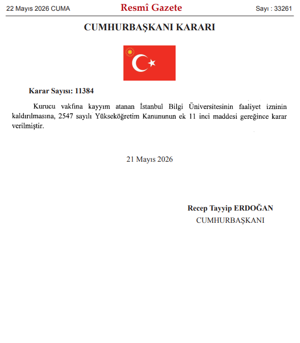 Bilgi Üniversitesi Kapatıldı: Resmi Gazete'de Yayımlandı - Resim : 1