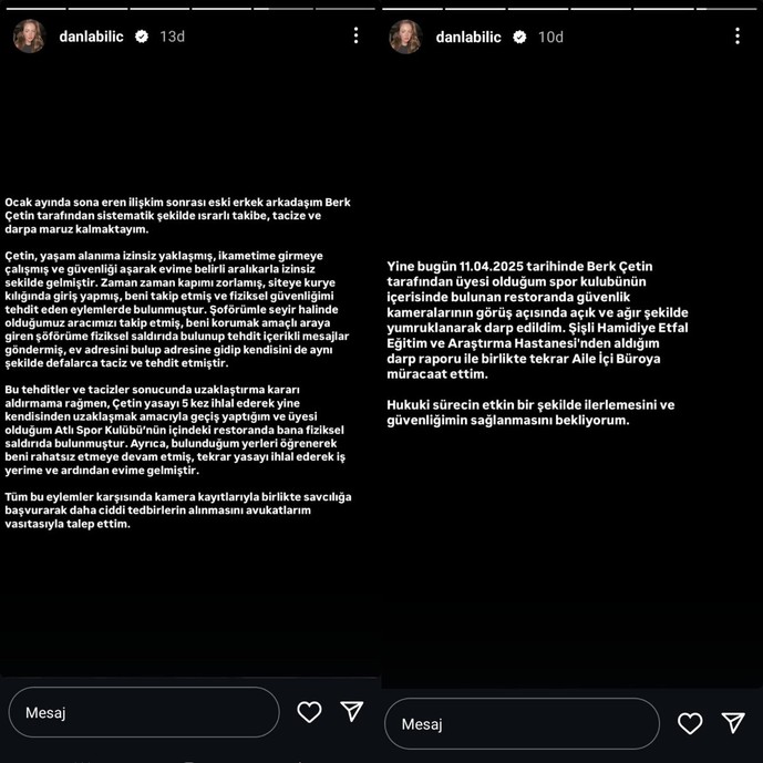 Uzaklaştırma Kararını Tam 5 Kez İhlal Etti! Takip, Tehdit, Taciz, Darp... Danla Bilic İlk Kez Açıkladı, Eski Sevgilisinden Şikayetçi Oldu - Resim : 1