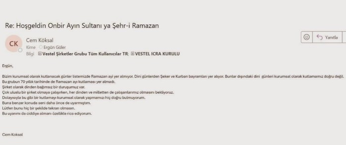 Zorlu Holding’de 'Ramazan Tebriği' Krizi! 'Seni Daha Önce de Uyarmıştım...' - Resim : 2