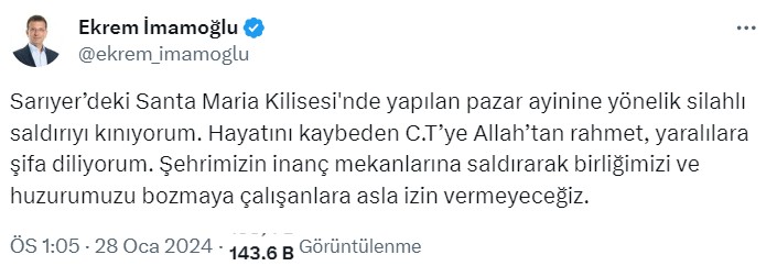 Santa Maria Kilisesi'ndeki silahlı saldırıya siyasilerden tepki - Resim: 2