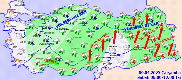 Meteoroloji'den Sağanak ve Kar Uyarısı - Resim : 1