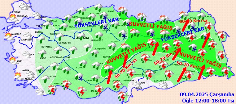 Meteoroloji'den Sağanak ve Kar Uyarısı - Resim : 2