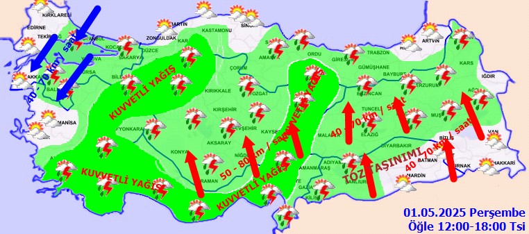 Meteoroloji'den Çok Sayıda İl İçin Sağanak, Fırtına ve Toz Taşınımı Uyarısı: İstanbul, Ankara, İzmir Listede... - Resim : 2