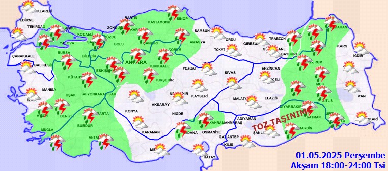 Meteoroloji'den Çok Sayıda İl İçin Sağanak, Fırtına ve Toz Taşınımı Uyarısı: İstanbul, Ankara, İzmir Listede... - Resim : 3