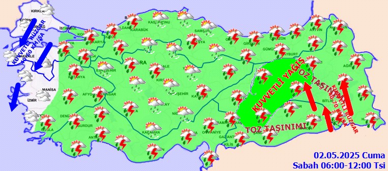 Meteoroloji'den Sağanak, Fırtına ve Çöl Tozu Uyarısı! Saat Verildi, Hepsi Birden Geliyor - Resim : 1