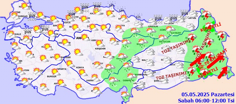 Meteoroloji’den Yağış, Fırtına ve Toz Taşınımı Uyarısı - Resim : 1