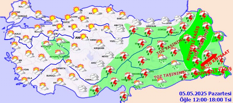 Meteoroloji’den Yağış, Fırtına ve Toz Taşınımı Uyarısı - Resim : 2