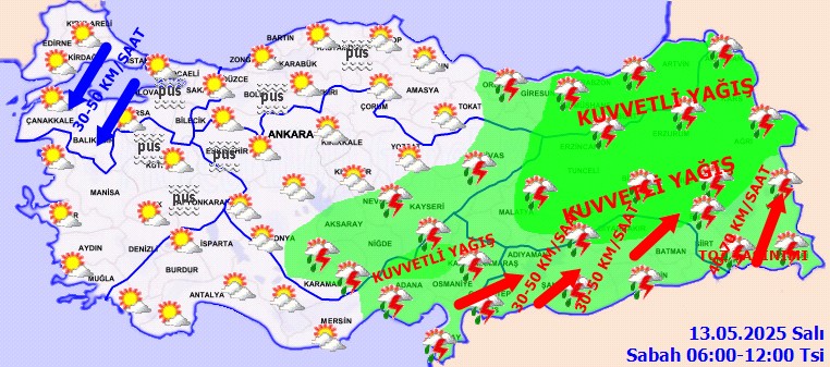 Meteoroloji'den 25 İl İçin Sarı Alarm: Sağanak, Fırtına, Çöl Tozu Geliyor - Resim : 1
