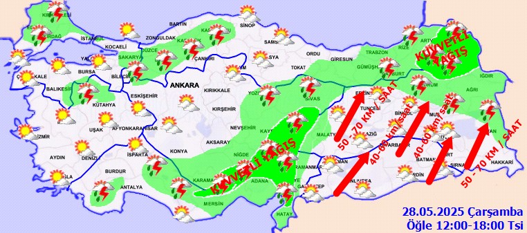 Meteoroloji'den Çok Sayıda İl İçin Sağanak ve Fırtına Uyarısı - Resim : 2