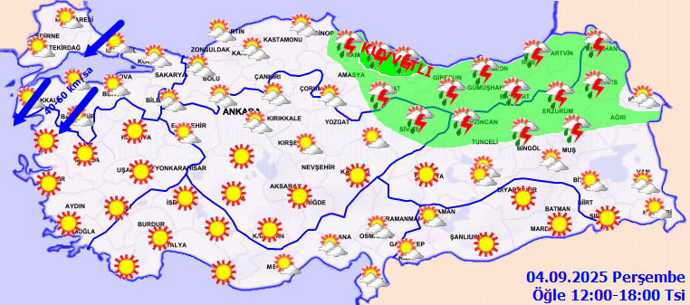 Meteoroloji Alarm Verdi, Harita Kırmızıya Döndü: Kuvvetli Yağış ve Fırtına Geliyor - Resim : 2