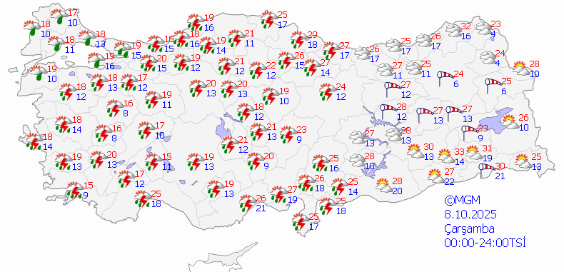 Meteoroloji’den Kuvvetli Yağış ve Rüzgar Uyarısı: Gök Patlayacak! 36 İl İçin Sarı ve Turuncu Kodlu Uyarı - Resim : 1