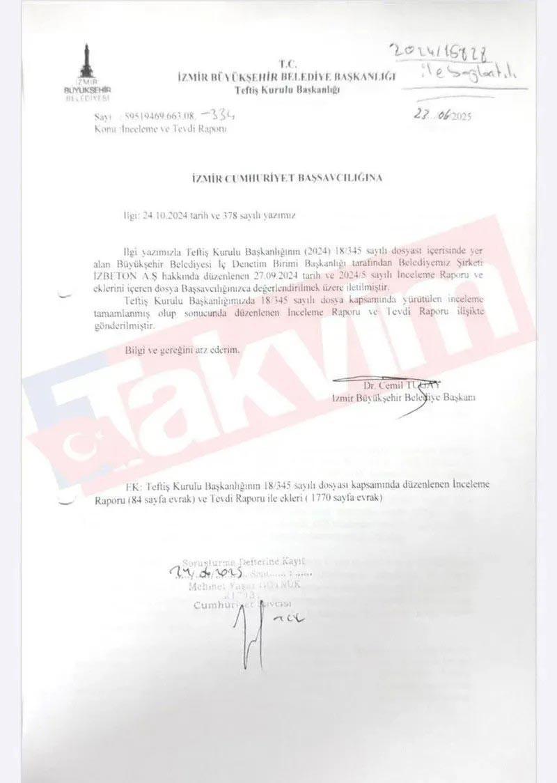 ‘İZBETON A.Ş’ Soruşturmasından Cemil Tugay’ın İmzası Çıktı! İşte Soyer’i Gözaltına Aldıran Belge... - Resim : 3