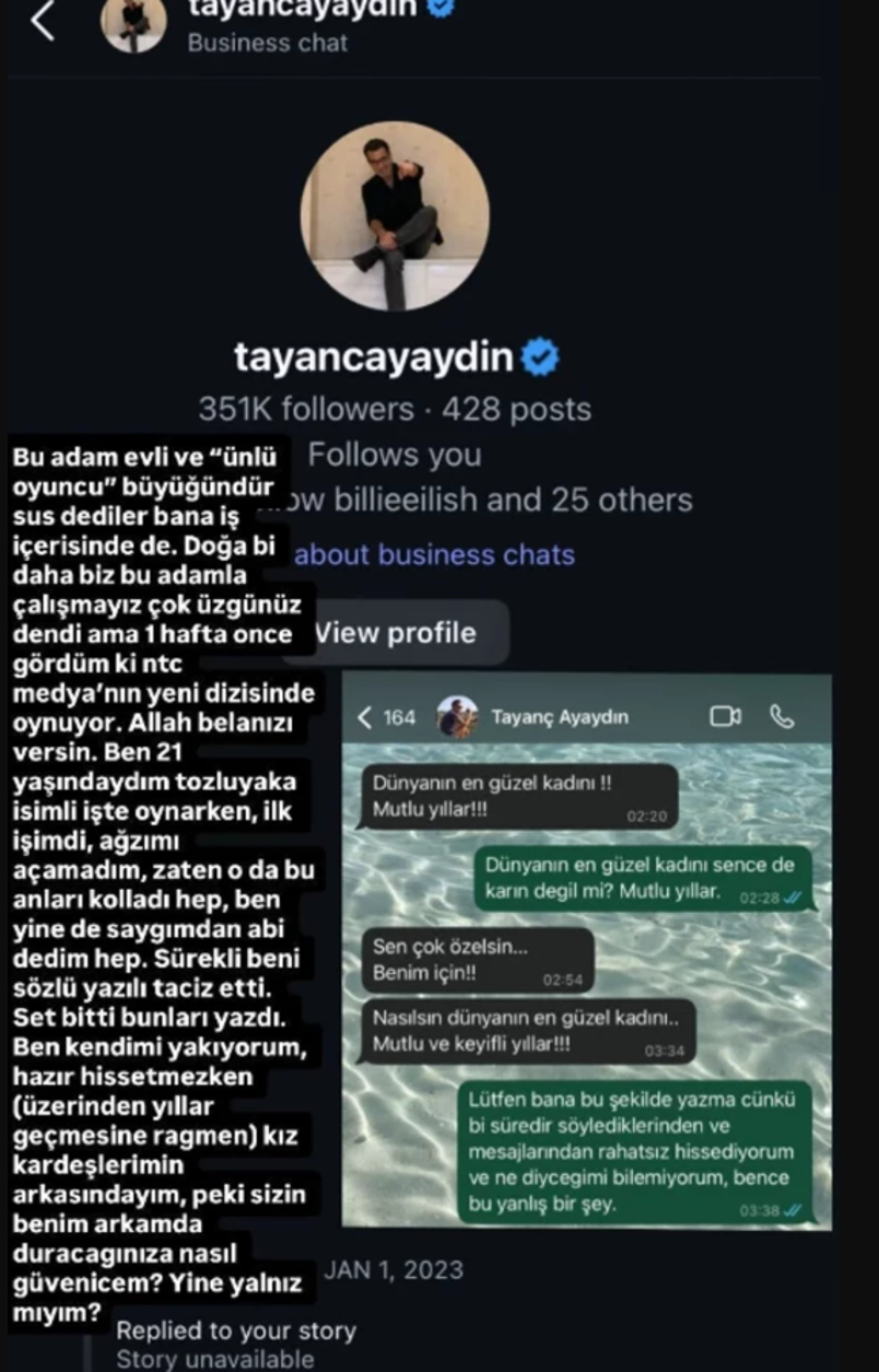 Oyuncu Tayanç Ayaydın Taciz İddialarını Reddetmişti! Doğa Lara Akkaya'dan Yeni Açıklama: 'Daha Fazla Mesaj Var' - Resim : 1